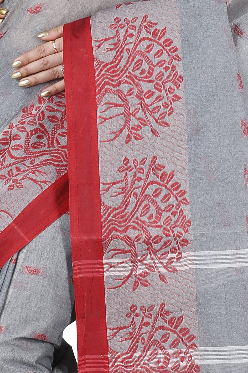Grey Pure Cotton Somaya Tant Saree (1046)